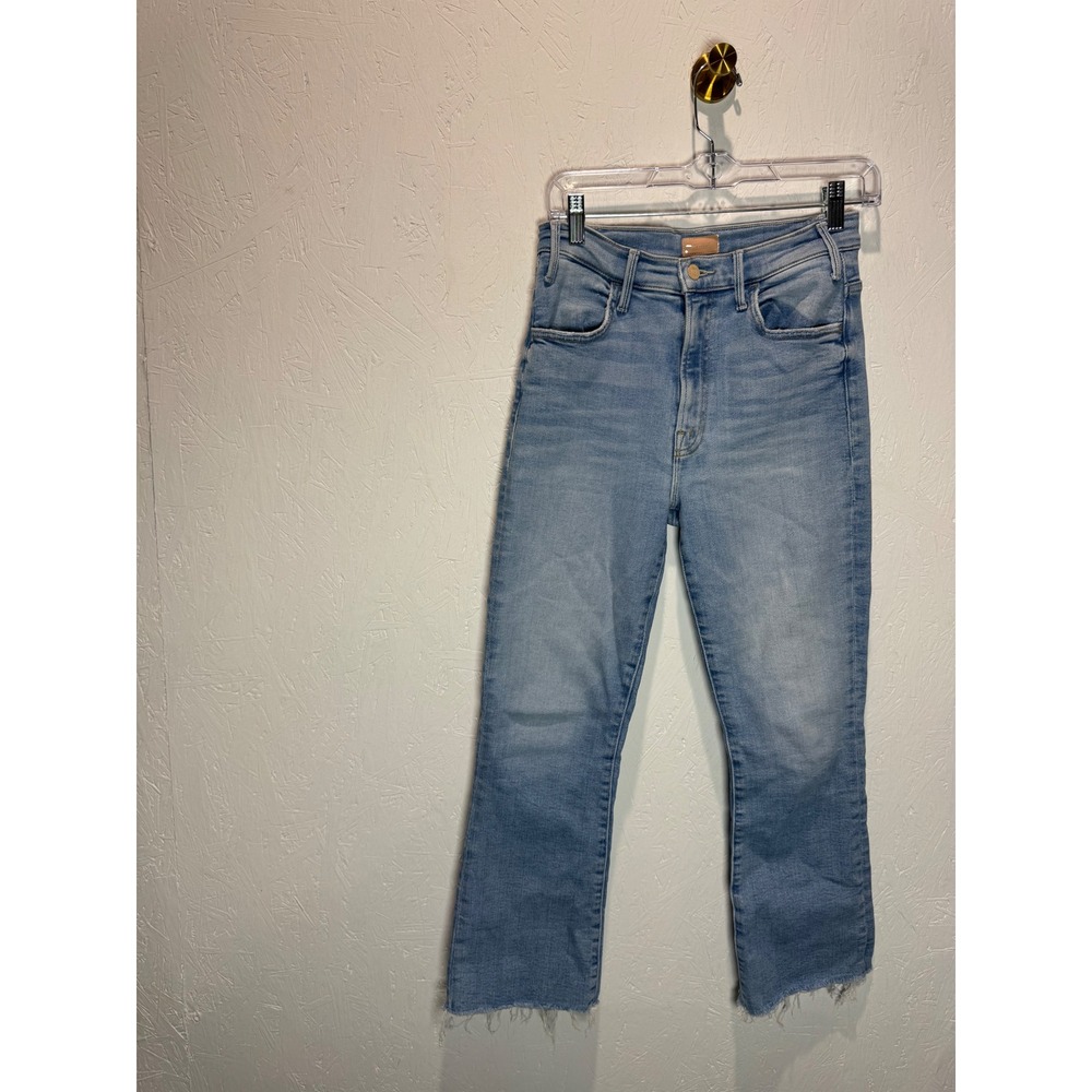 Mother The Hustler Ankle Fray Jeans Light Wash Blue High Rise Denim Size 27